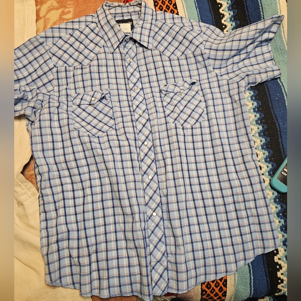 Men's Short Sleeve Plaid Western Rancher pearl Snap Shirt